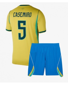 Billige Fotballdrakt Brasil Casemiro #5 Replika Hjemmedraktsett Barn VM 2026 Kortermet (med bukser)